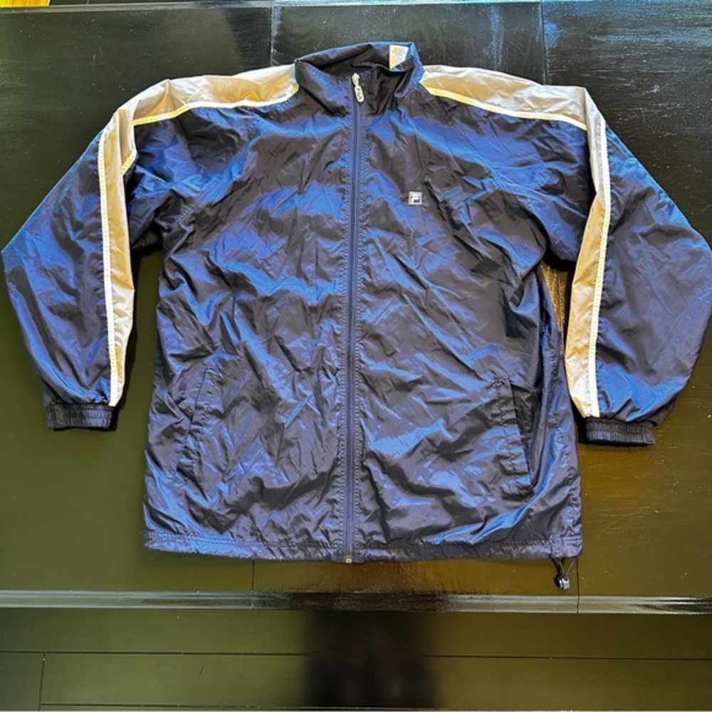 Fila Large Blue and Gray Silver Windbreaker Jacket